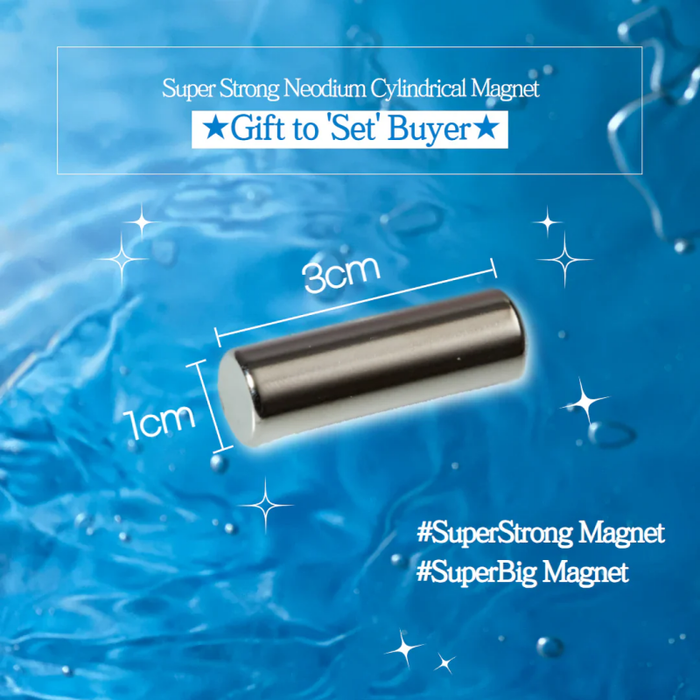 The alt text for this image could be: "A powerful neodymium cylindrical magnet, part of the Atlantis Collection by MAYO, showcasing its impressive size and strength to delight the product's buyer.