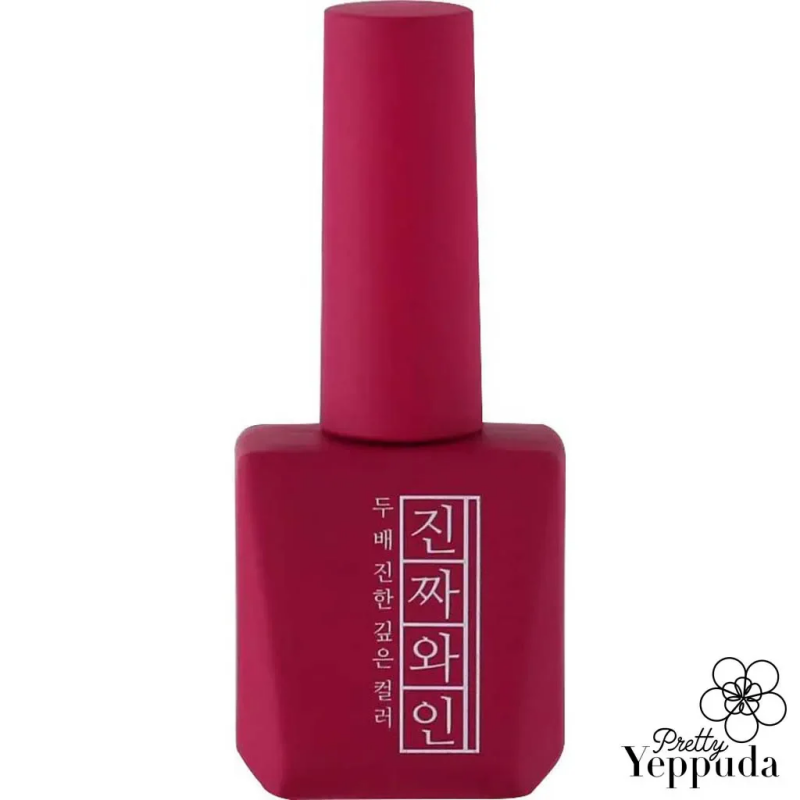 A vibrant, deep red nail polish bottle from the Mostive Jinzza Series MJ18 Wine collection. The product description highlights its one-coat coverage, high pigmentation, and 12ml size suitable for 60S UV or 30S LED curing. This Mostive Signature Colour Gel offers a rich, long-lasting nail polish experience.