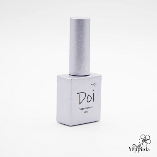 Elegant white bottle of DOI Sugar Magnet Gel from Nailbayo's Korean nail supply collection, featuring sleek silver cap and minimalist label design, perfect for creating magnetic nail art effects with a professional finish