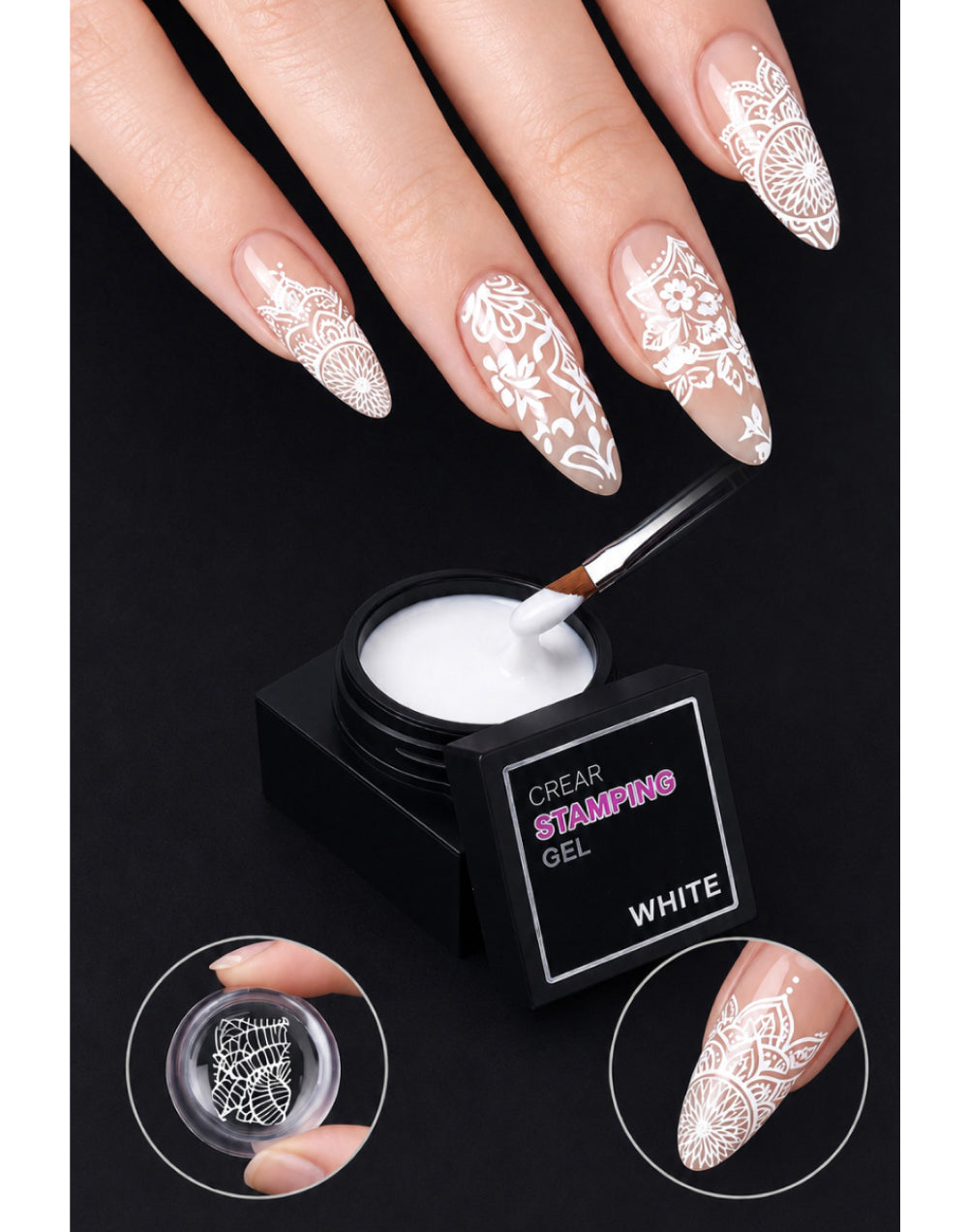 CREAR Stamping Gel White 5 ml – product photograph