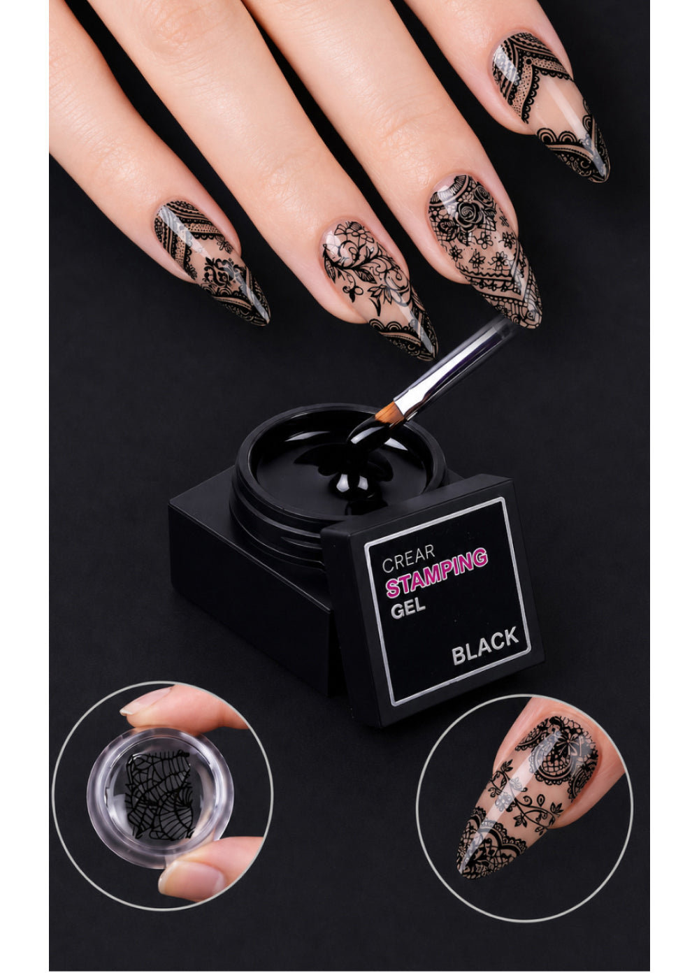 CREAR Stamping Gel Black 5 ml – product photograph