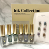 A set of six ink bottles from the RIPOSO Mute Ink Collection, featuring a variety of ink colors presented on a marble background with the RIPOSO brand displayed prominently. The bottles are arranged in a neat, organized manner, showcasing the high-quality, premium nature of the RIPOSO ink products.