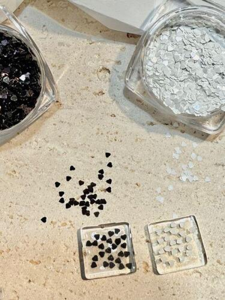 RIPOSO Mini Heart Glitters Black and White (2 types) - Nail Glitter