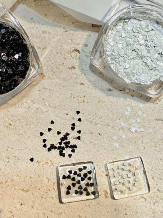 RIPOSO Mini Heart Glitters Black and White (2 types) - Nail Glitter