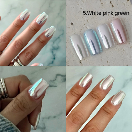 RIPOSO Mirror Powder White Pink Green - Mirror/Chrome Powder