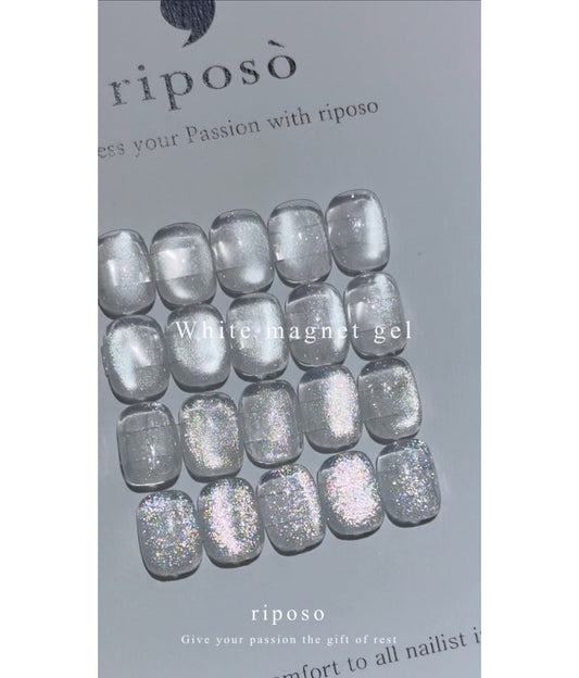 RIPOSO White Magnet Gel Polish Set (4pcs) - Korean Nail Gel Collection - Gel