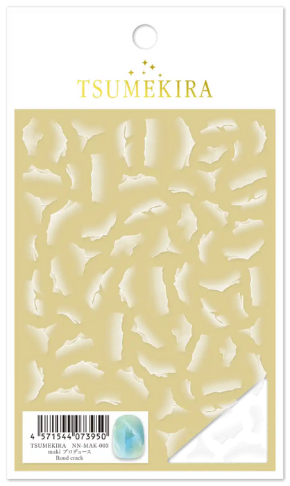 Detailed and elegant Japanese nail art stickers featuring a natural stone crack pattern in a classic neutral tone, perfect for enhancing any nail design. The Tsumekira MAKI × ROND CRACK product (NN-MAK-003) offers a versatile and high-quality nail art solution for Shopify customers seeking a refined, textured look.