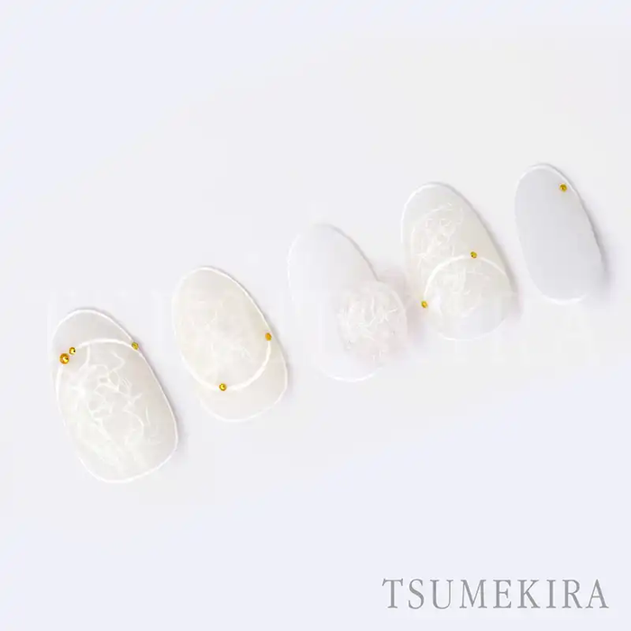 Elegant Japanese nail art stickers featuring a delicate, natural look with sheer fiber of Japanese paper. These Tsumekira TETSURO × WASHI WASHI NN-TET-104 nail stickers are ideal for creating nuanced or natural stone-inspired nail art. The 88mm x 150mm sheet size allows for versatile application and customization.