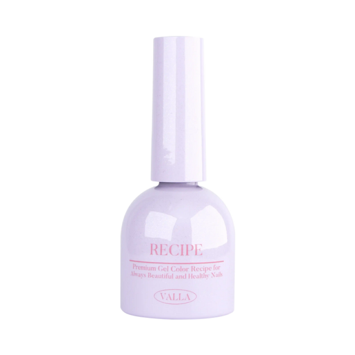 Elaborate alt text: A stylish and modern white nail polish bottle with the VALLA Byulling Byulling Collection branding prominently displayed. The bottle features a sleek design with a tall cylindrical shape, creating an eye-catching and visually appealing product. The nail polish is a premium gel polish that offers a unique two-way glitter and magnetic cateye effect, providing customers with a versatile and high-quality nail care solution. The sy