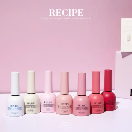 A vibrant collection of VALLA Pink Soup gel polishes, featuring a harmonious blend of soft pastel and bold pink hues, meticulously curated to create a visually captivating and versatile nail care experience for the modern, style-conscious consumer. The comprehensive set includes 7 distinct shades, each designed to enhance and complement a wide range of personal styles and preferences.